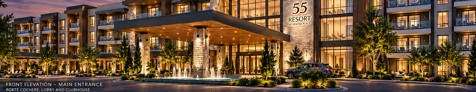 Supplied conceptual exterior rendering of Meridian 55 Resort